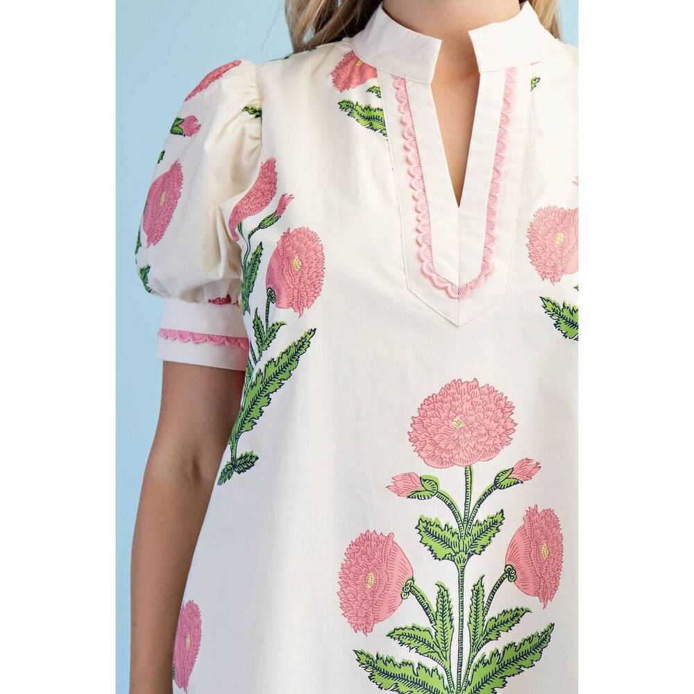 NEW GIGIO collins notch neck dress in pink mix - Picture 3 of 3